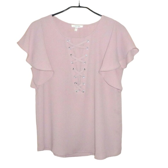 S Women's MAURICES Lace Up Inspired Blouse Top - Picture 3 of 9